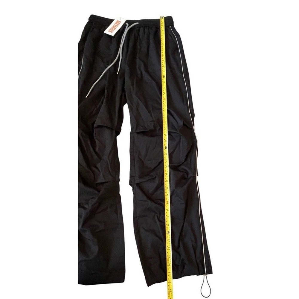NEW Bakyarder Womens Black Parachute Pants Baggy Y2K Streetwear Track Trousers L - Picture 4 of 7